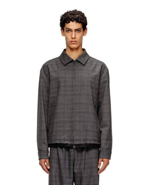 DIESEL Coach-Jacke Aus Prince-Of-Wales-Wollmischung Und Satin in Black für Herren