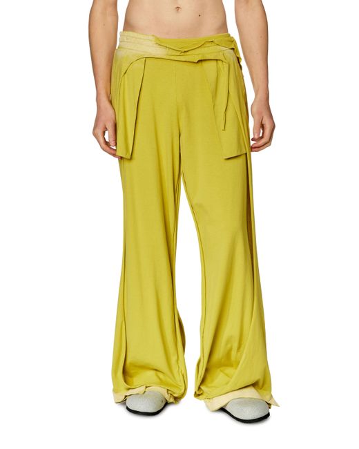 DIESEL Yellow Sweatpants With Destroyed Peel-off Effect for men