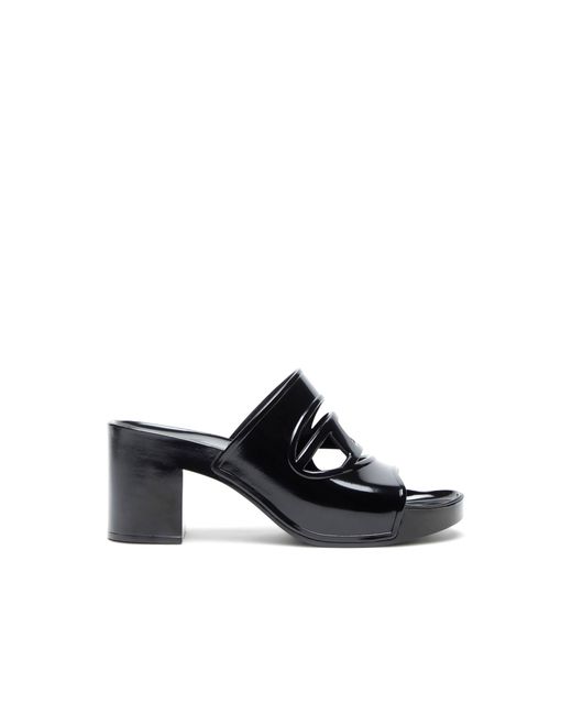 DIESEL Black Sa-Bonnie-Heeled Rubber Slides With Cut-Out Logo