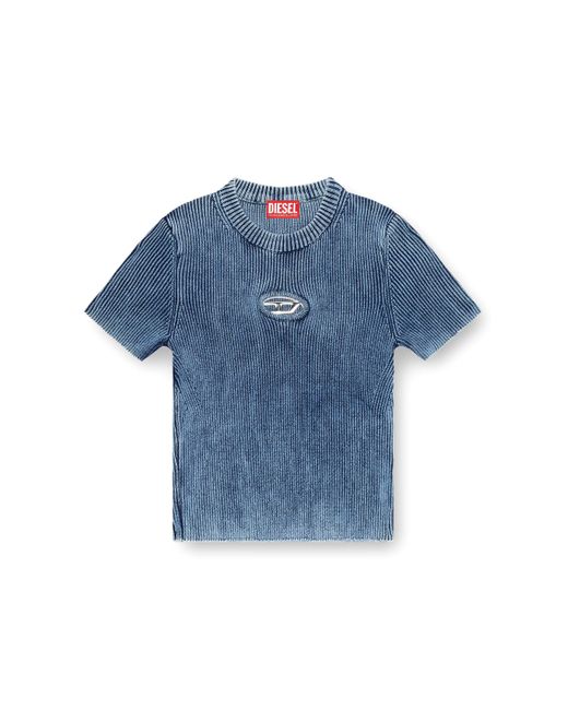 DIESEL Knitted Crop Top With Denim Effect Blue
