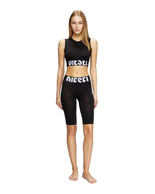 DIESEL Black Short Pants With Cut-Off Logo