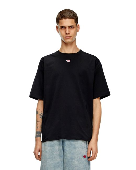DIESEL Black T-shirt With Embroidered D Patch