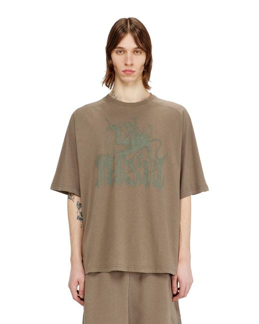 DIESEL Brown Printed T-Shirt for men