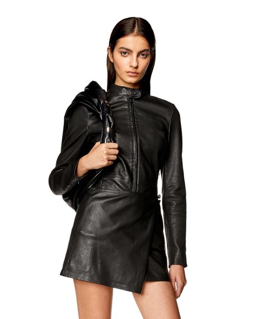 DIESEL Black Stretch-leather Jacket