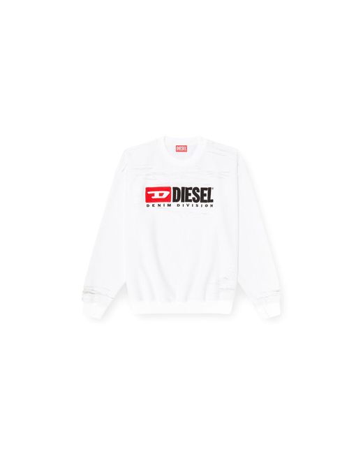 DIESEL White Sweatshirt With Devorèe Floating Threads for men