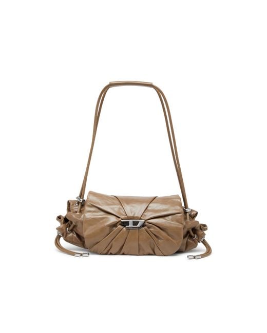DIESEL White Scrunch-d S-shoulder Bag In Scrunched Leather