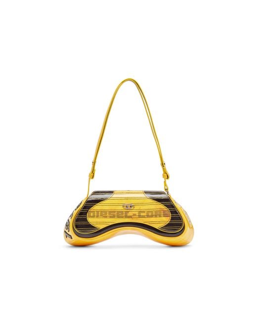 DIESEL Yellow Play-glossy Crossbody Bag With Biker Details