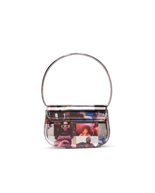 DIESEL 1Dr-Iconic Shoulder Bag With Livestream Print White
