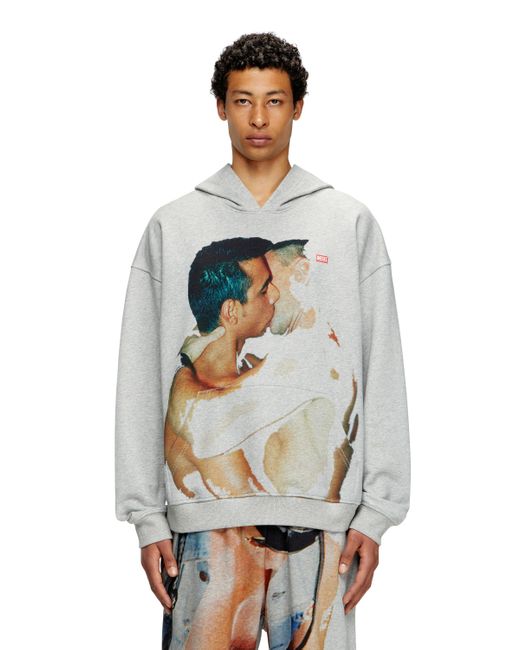 DIESEL Hoodie With Graphic Print Gray