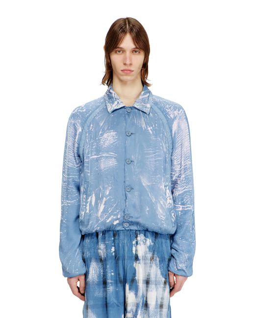 DIESEL Blue Shirt-Collar Jacket With X-Ray Effect for men