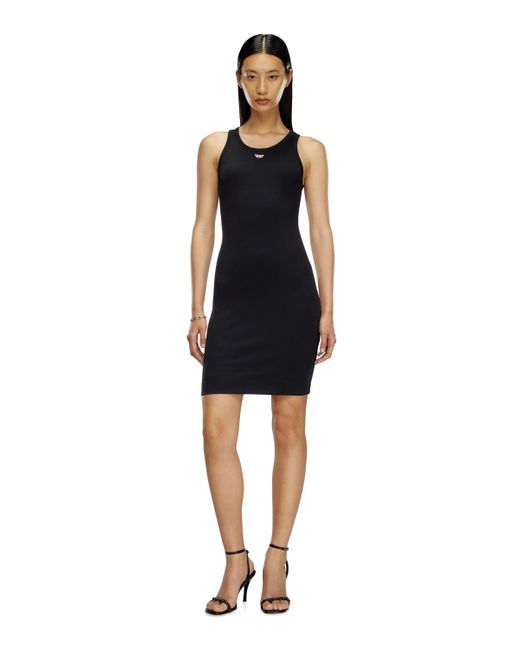 DIESEL Black Short Tank Dress With D Logo