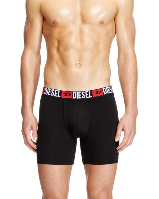 DIESEL Black Three-Pack Stretch Cotton Boxer Briefs for men