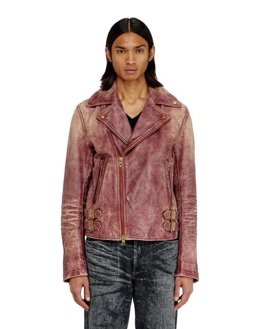 DIESEL Red Biker Jacket for men