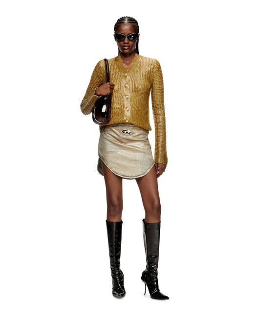 DIESEL Metallic Ribbed Cardigan With Shiny Effect