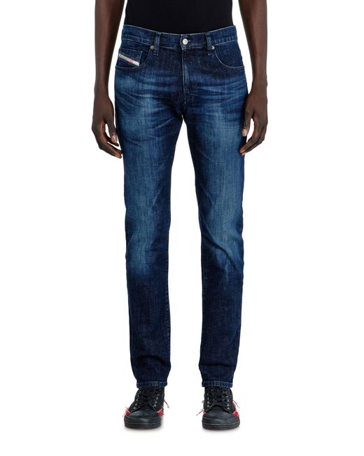 DIESEL Blue Slim Jeans Regular Waist 2019 D-Strukt, Dark, Zip Fly for men