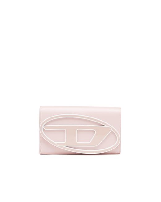 Wallet on chain in pelle pastello di DIESEL in Pink