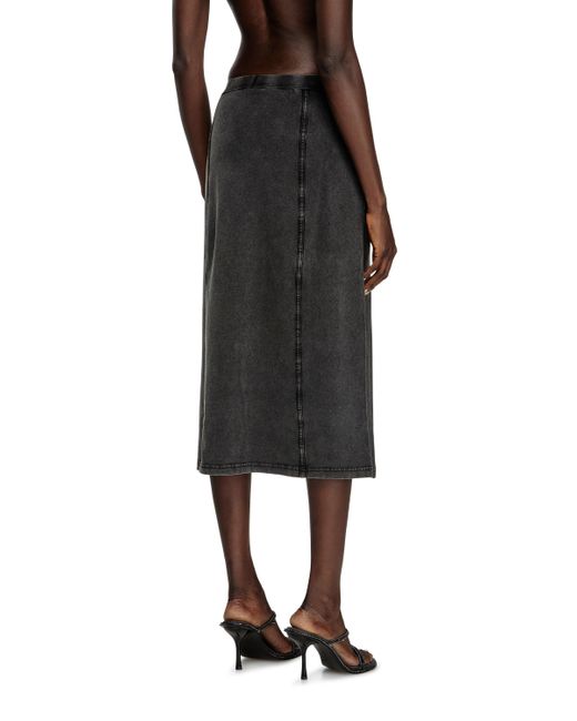 DIESEL Black Midi Skirt With Denim Effect