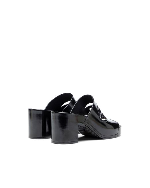 DIESEL Black Sa-bonnie-heeled Rubber Slides With Cut-out Logo
