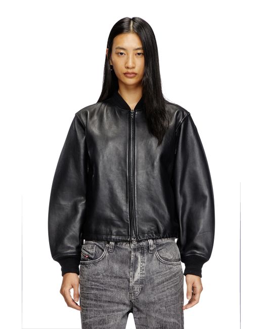 Chaqueta Bomber De Cuero DIESEL de color Black