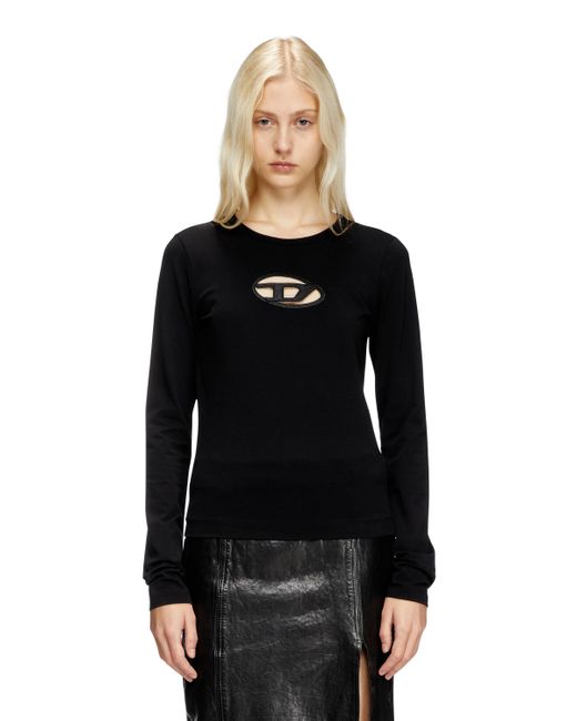 DIESEL Black Langarm-T-Shirt Mit Cutout-Logo