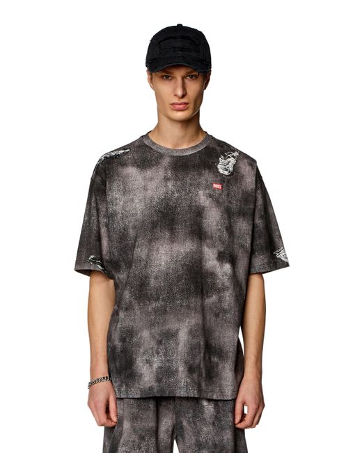 T-shirt avec imprimé denim en trompe l'ail DIESEL pour homme en coloris Black