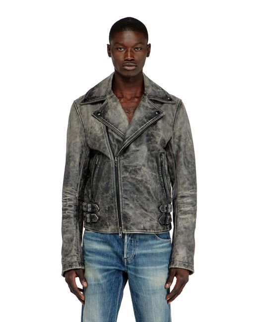 DIESEL Brown Biker Jacket for men
