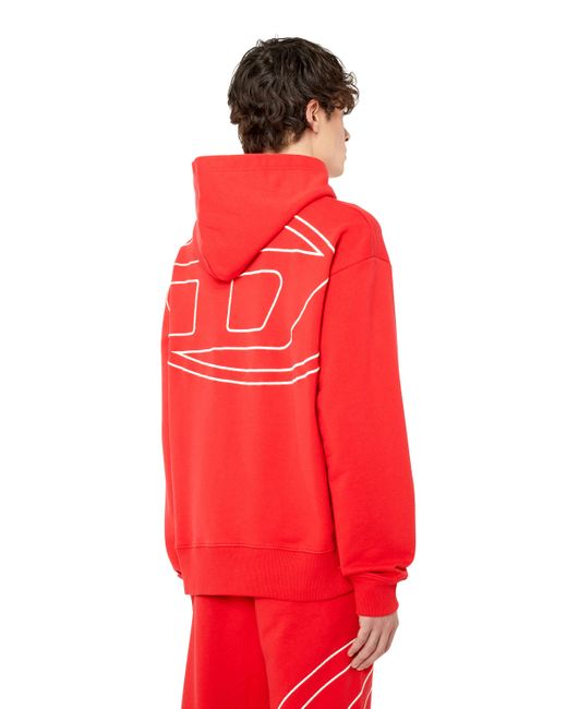 DIESEL Red Hoodie With Back Maxi D Logo for men