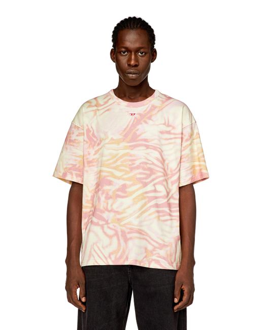 DIESEL Natural T-shirt With Zebra-camo Print for men