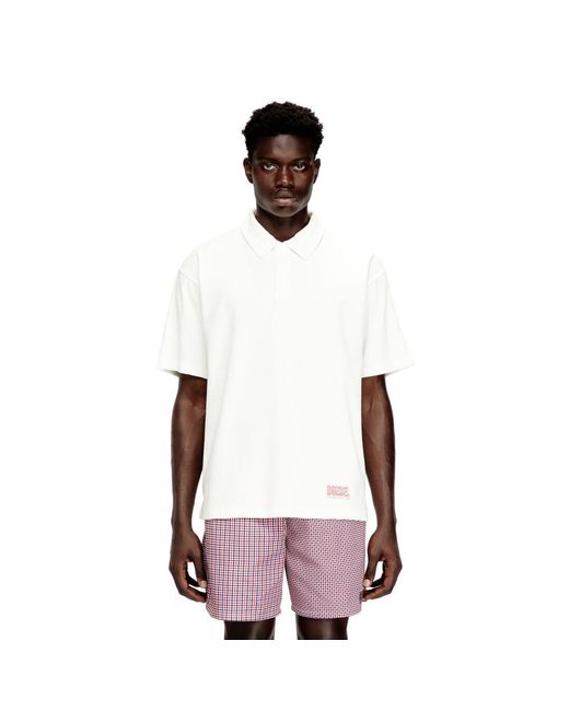 DIESEL White Towelling Cotton Polo Shirt for men