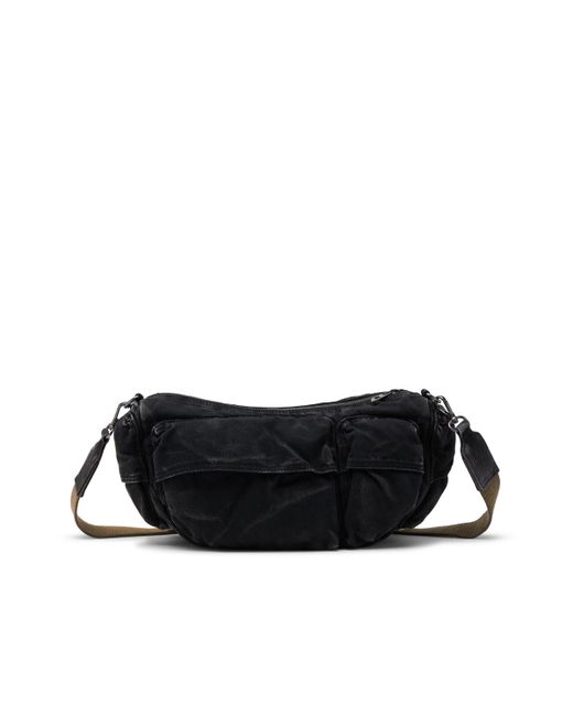 DIESEL Black Multi-pkts-multipocket Bag In Washed Denim