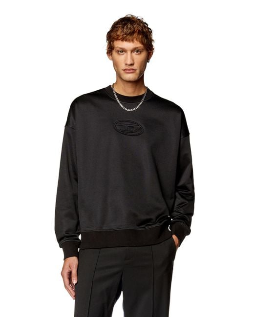 DIESEL Black Sweatshirt With Embossed Oval D Logo for men