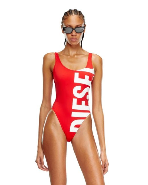 Maillot de bain avec maxi imprimé DIESEL en coloris Red