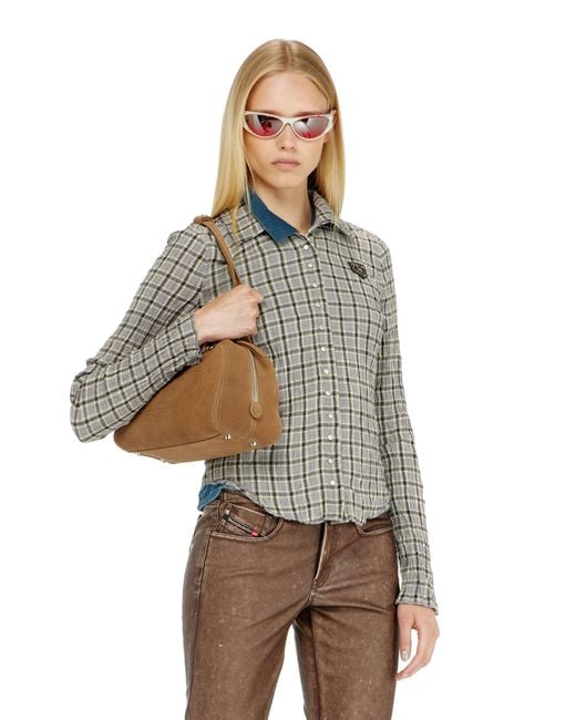 DIESEL Multicolor Check Shirt With Seersucker Effect
