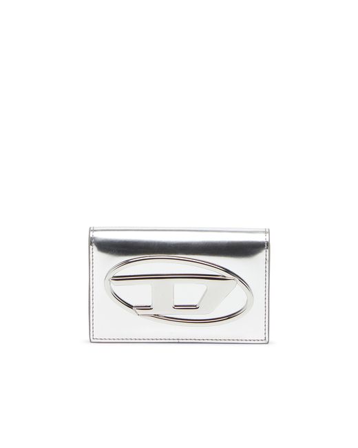 DIESEL White Metallic Leather Card Holder
