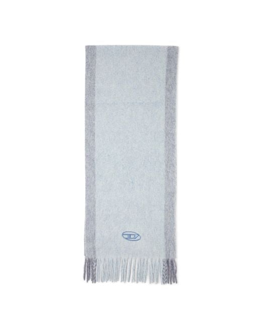 DIESEL Gray Wool-Blend Scarf With Contrast Stripes for men