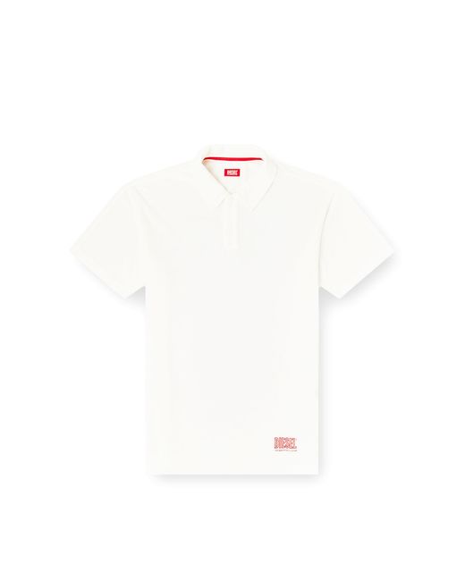 DIESEL White Towelling Cotton Polo Shirt for men