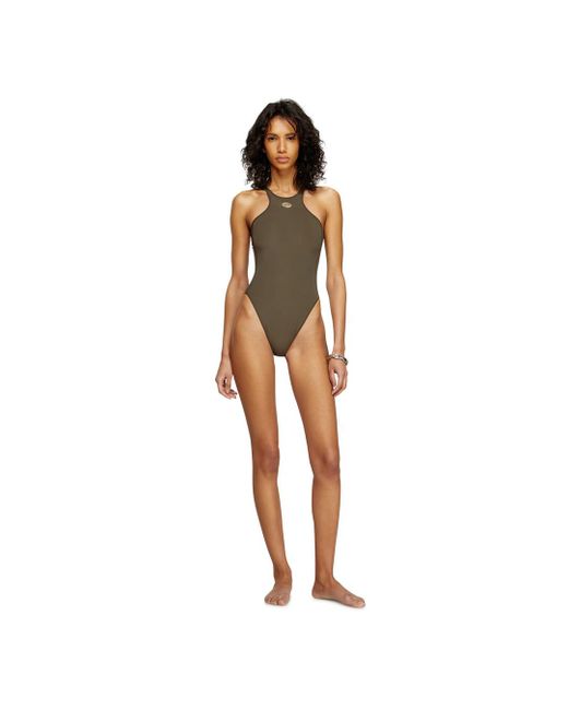 DIESEL White Stretch Bodysuit With Oval D Detail