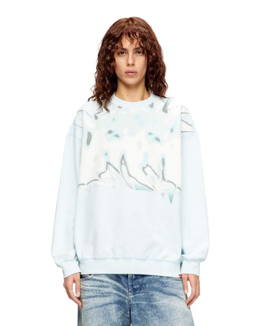 DIESEL Distressed Sweatshirt With Graffiti Print White