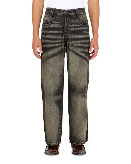 DIESEL Green Relaxed Jeans High Waist 1982 D-Hakou, /Dark, Button Fly