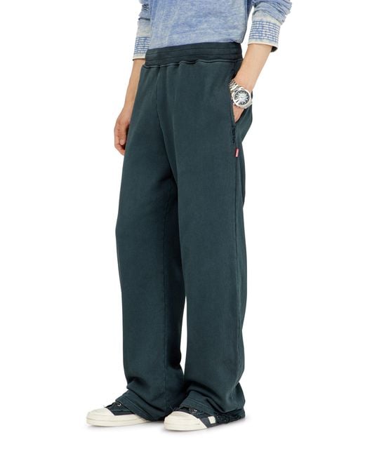 DIESEL Blue Distressed Sweatpants With Crystal Details for men