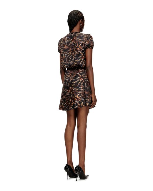 DIESEL Black Viscose Dress With Waist Belt