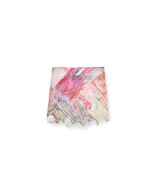 DIESEL Pink Viscose Mini Skirt With Heraldic Print
