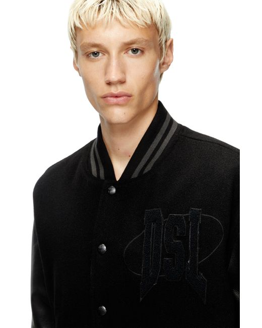 DIESEL Black Varsity Bomber Jacket for men