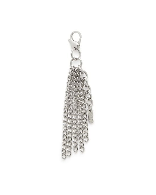 DIESEL White Metal Keyring With Chain Fringes