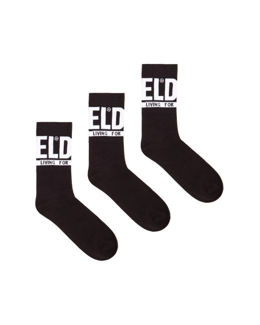 DIESEL Black 3-pack Of Logo Cuff Socks for men