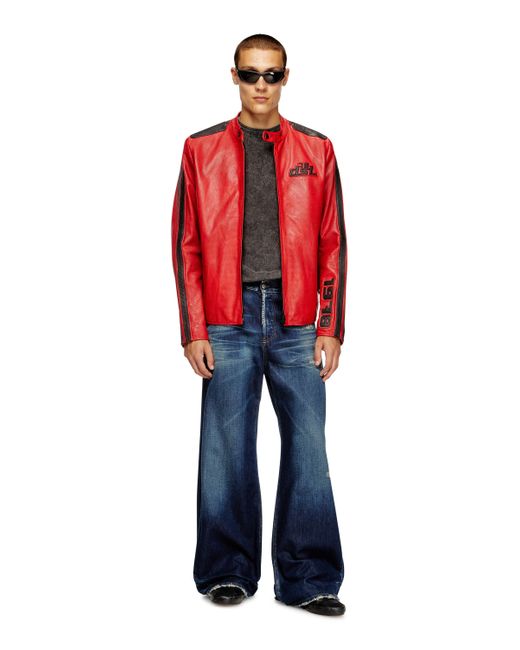 DIESEL Pop レザージャケット Red