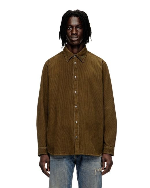 Camisa De Algodón Con Bordado En El Cuello DIESEL de hombre de color Brown