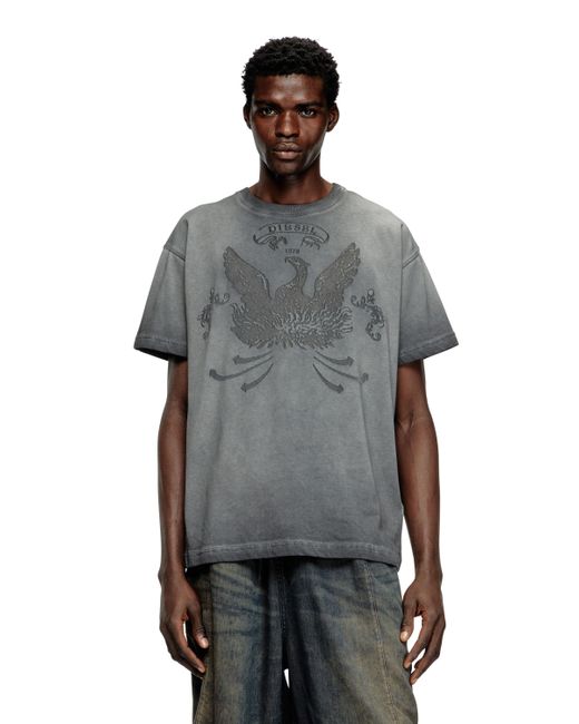 DIESEL Gray T-Shirt With Phoenix Devoré for men