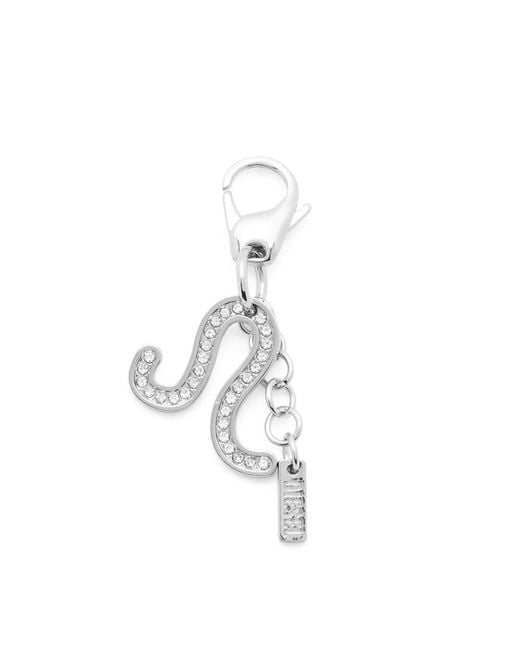 DIESEL White Metal Leo Charm With Rhinestones