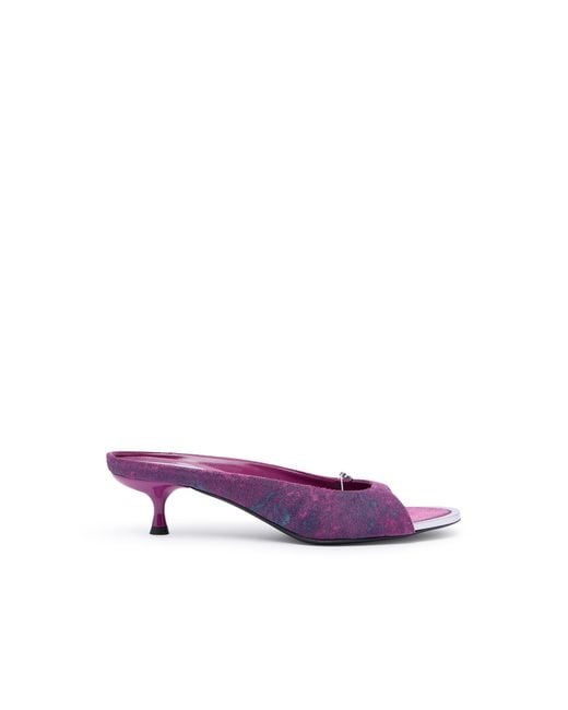DIESEL Purple D-Diam's-Low Denim Mule With Floating Oval D